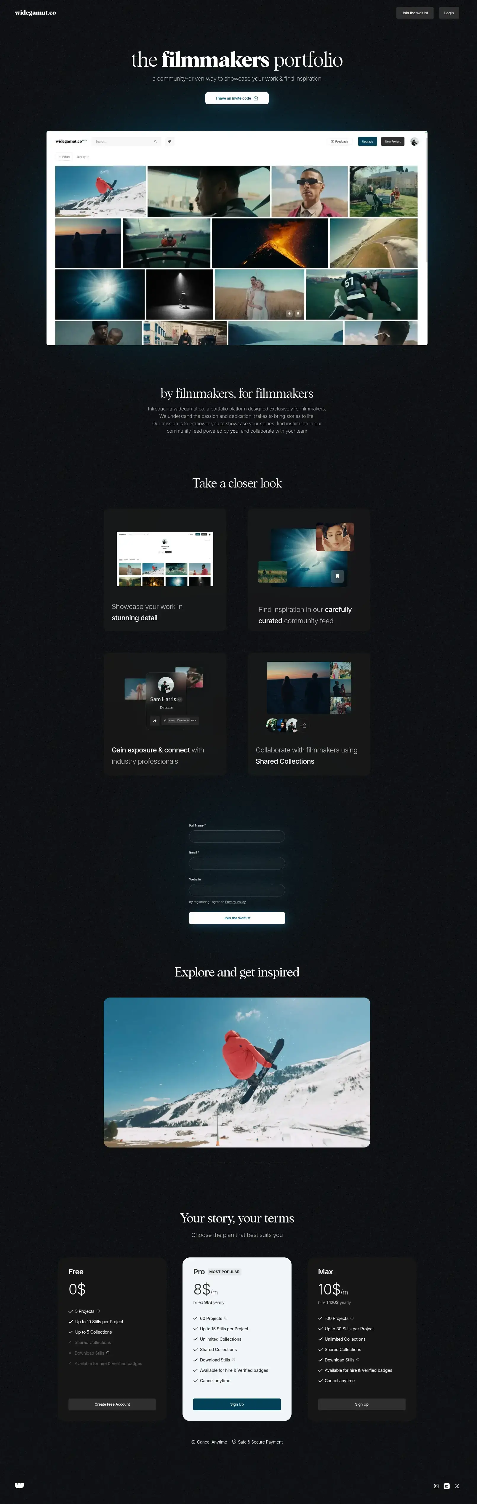 Widegamut landing page